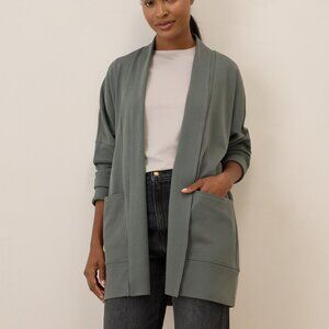 New Pact Airplane Wrap Cardigan in color Castor Green, size M/L